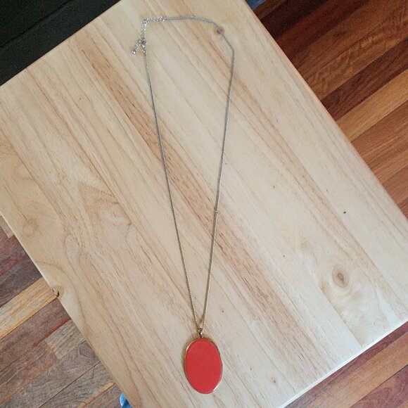 Claire's Coral Enamel Pendant Necklace - Picture 5 of 14